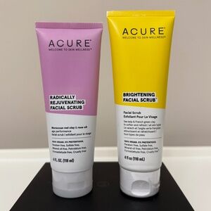 Acure 2 Count Rejuvenating Facial Scrub & Brightening Facial Scrub New Sealed